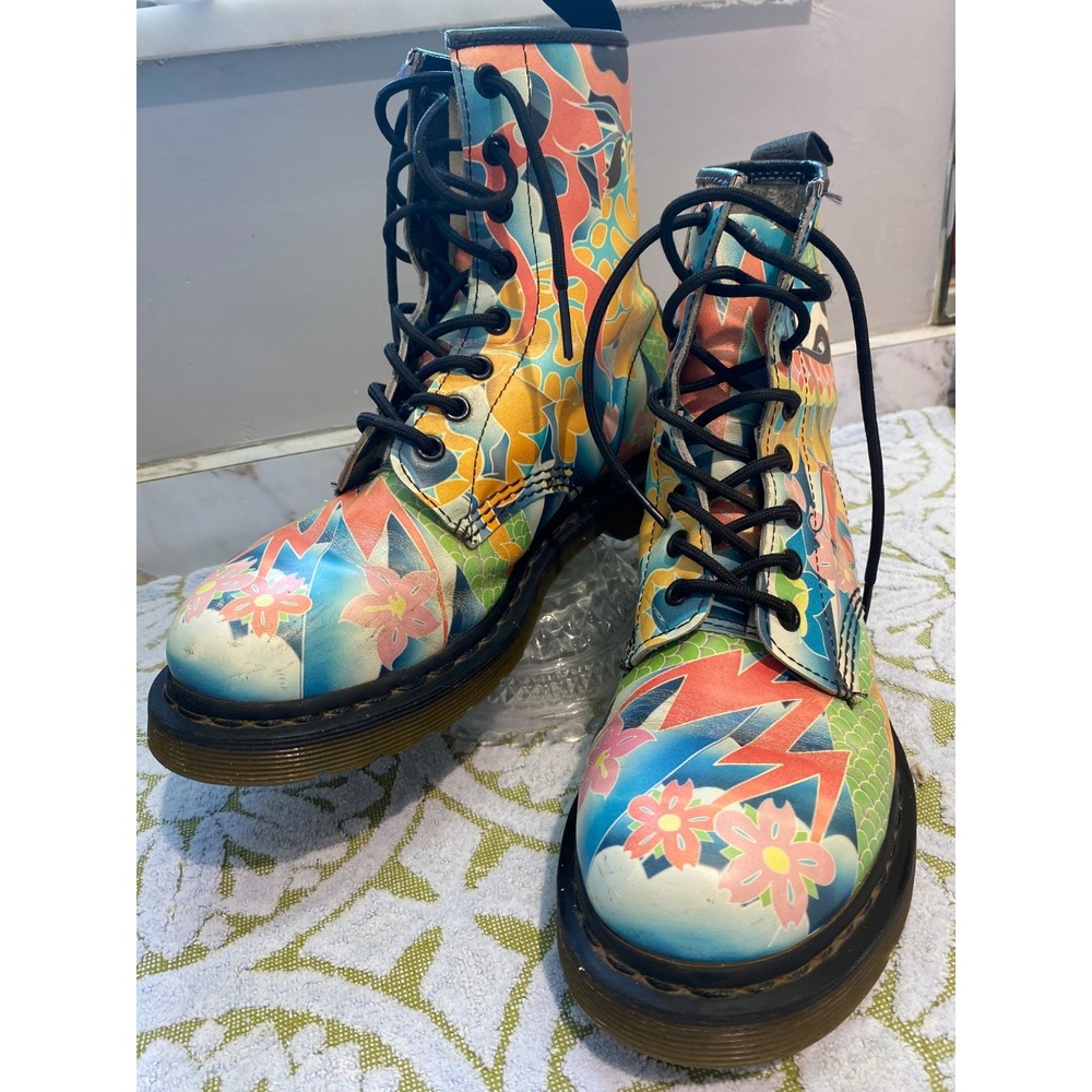 Doc Martens Psycho Tattoo 1460 Leather Boots Women's US 7 & UK 5 Rare Few Scuffs - Picture 15 of 16